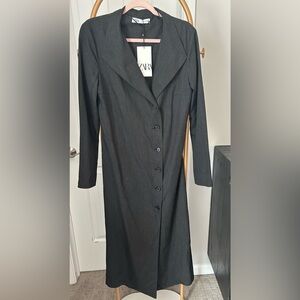 Zara Charcoal Long Sleeve Dress NWT